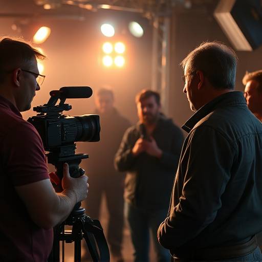 Un réalisateur donnant des instructions à son équipe sur le plateau de tournage